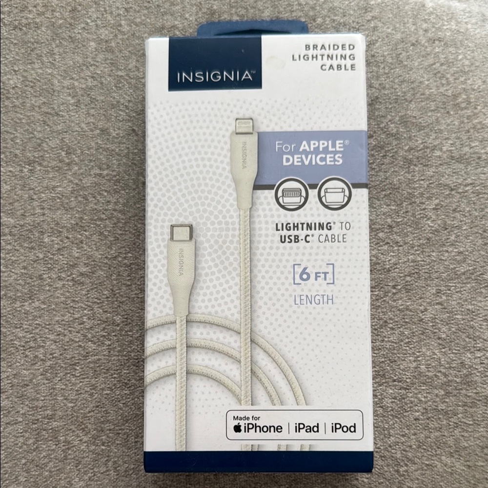 New Insignia Braided Lightning Cable - Silver